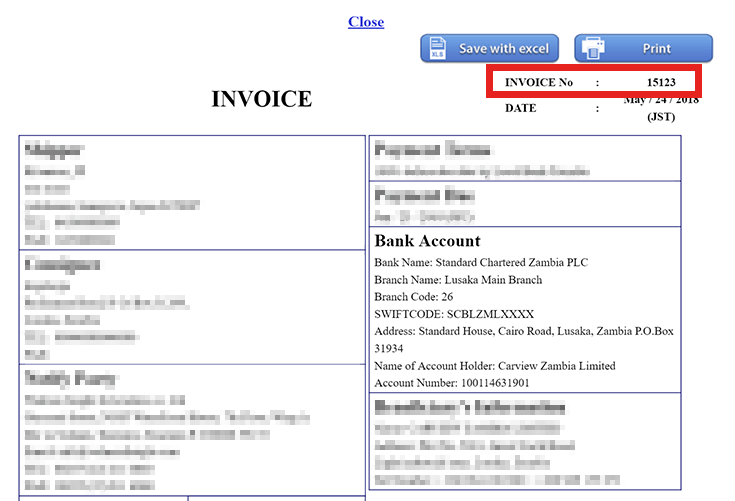 Invoice number