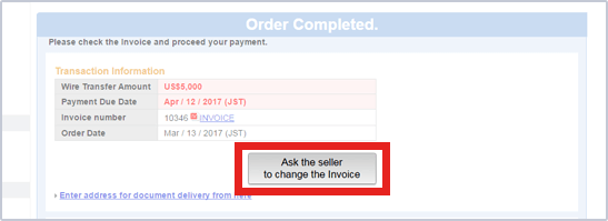 Click Ask the seller to change the Invoice at Transaction Information section.