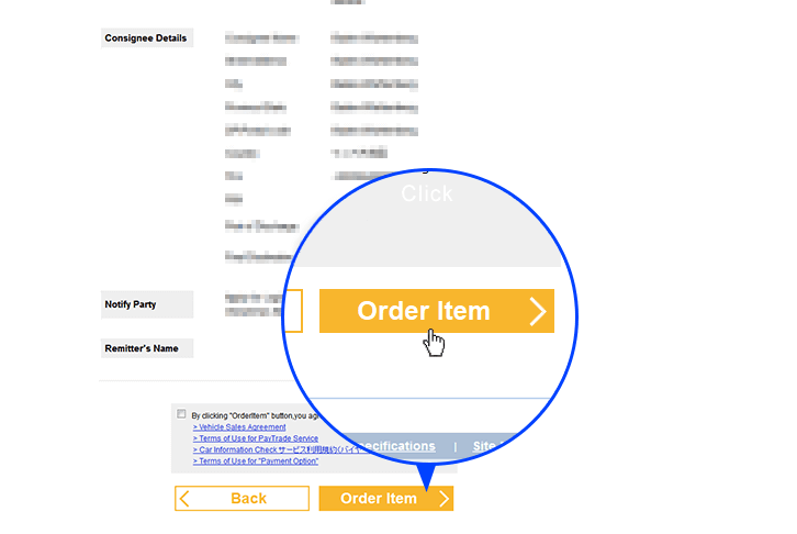 "Order Item" button